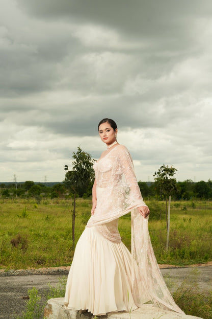 Sawan
Ivory fusion corset saree