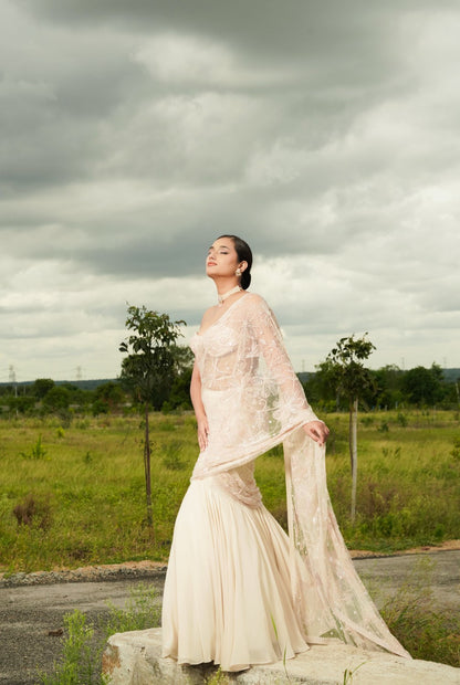 Sawan
Ivory fusion corset saree