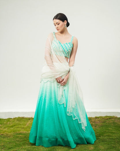 Sawan 
Green Lehenga ombre