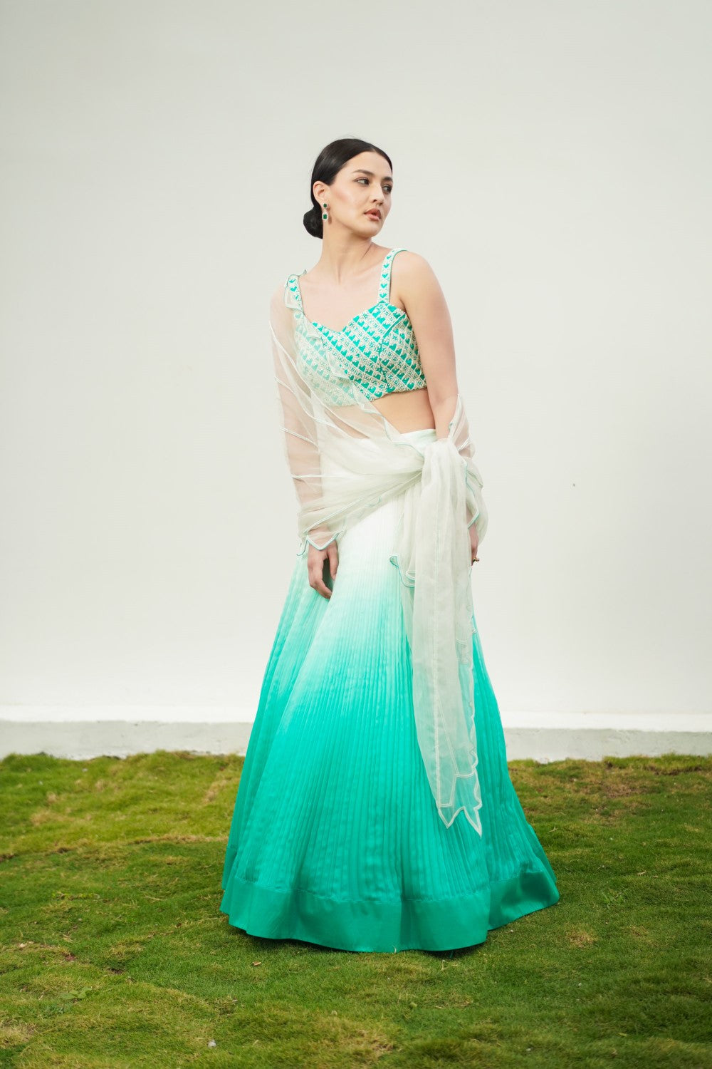 Sawan 
Green Lehenga ombre