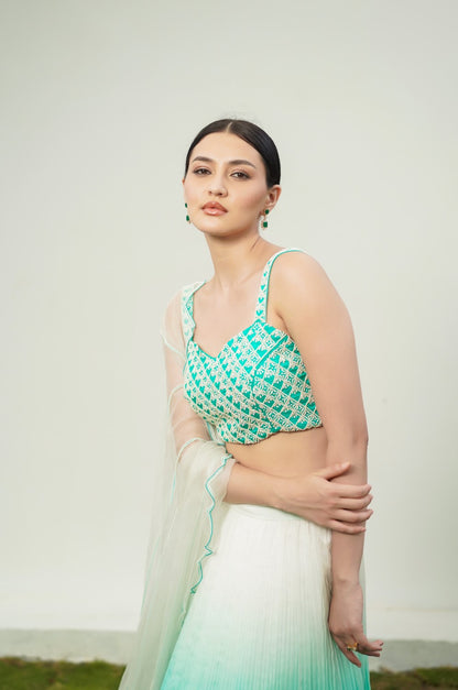 Sawan 
Green Lehenga ombre