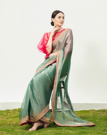 Sajda 
Green Tissue Saree