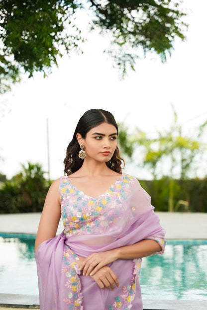 Love In Bloomlavender Saree