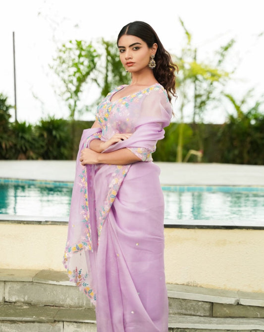 Love In Bloomlavender Saree